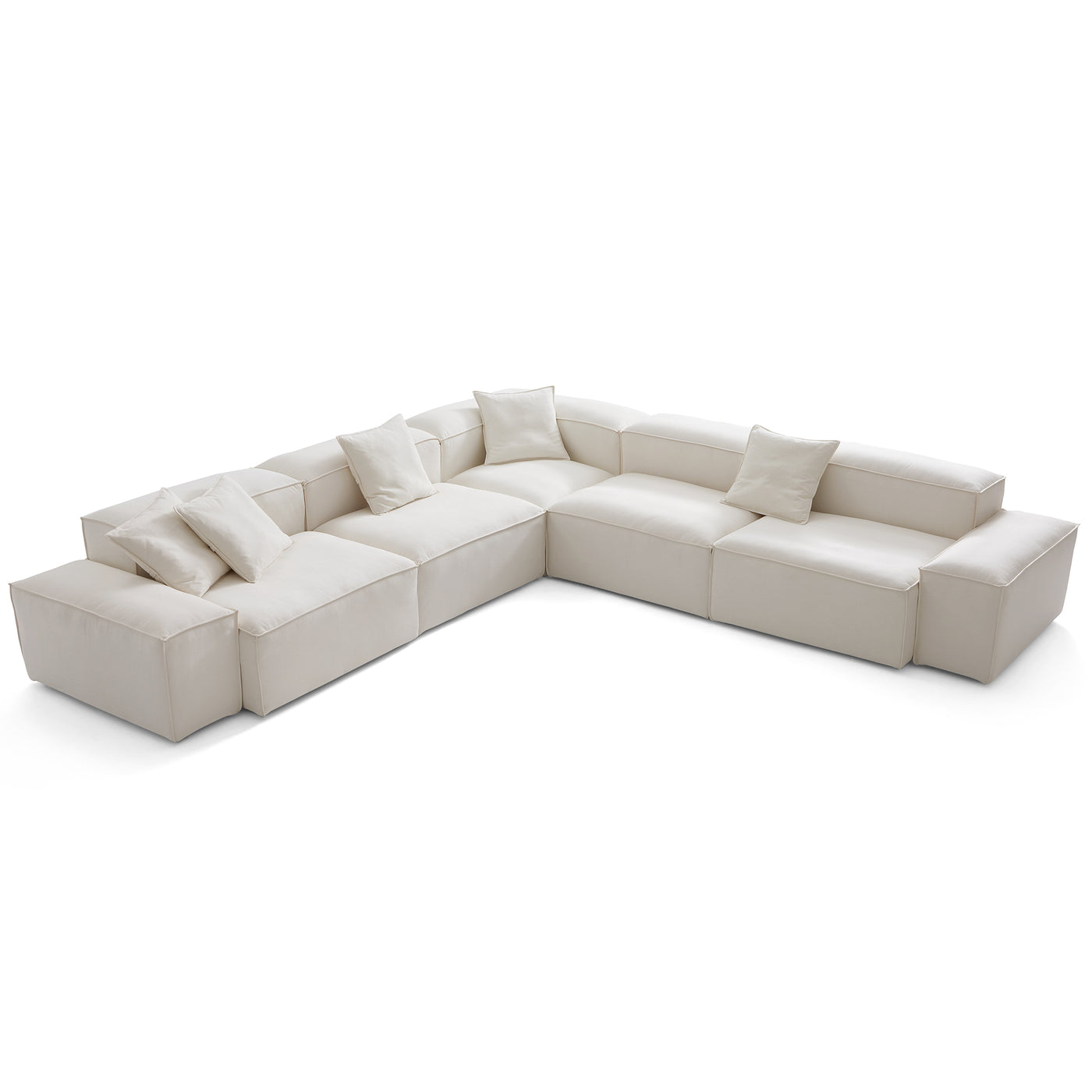 Freedom Modular Beige Corner Sectional Sofa-Beige-143.7"-Low