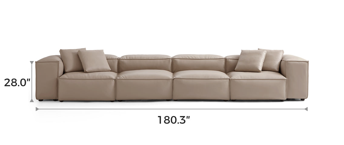 Flex Modular Khaki Genuine Leather Sofa