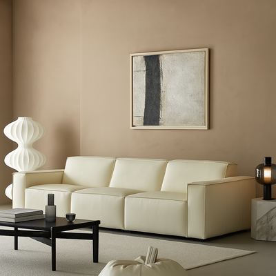 Kendall Italian Top Grain Leather Sofa-Beige
