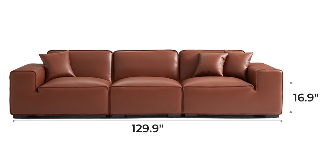 Domus Modular Brown Leather Sofa