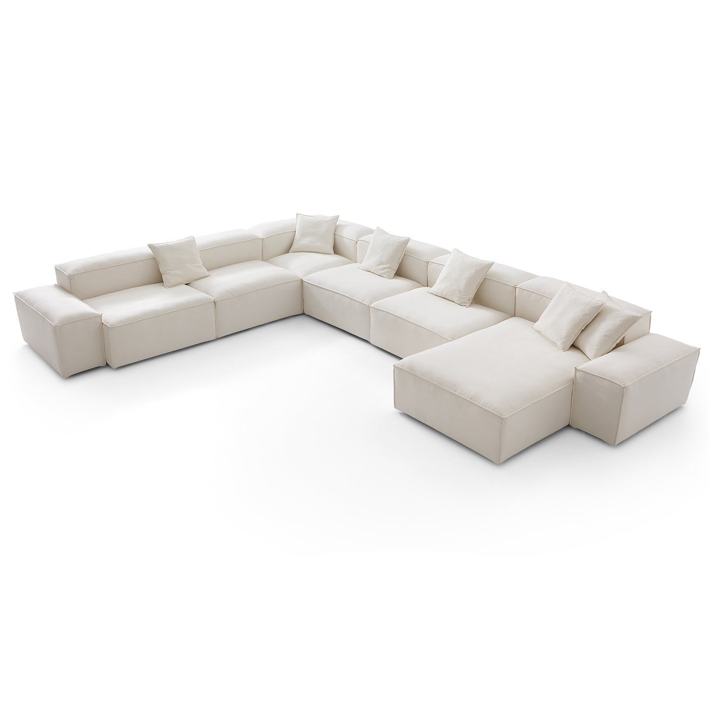 Freedom Modular Beige U Shaped Sectional Sofa-Beige-181.1"-Low