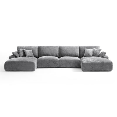 The Empress Gray U Shaped Sectional Sofa-Gray-161.4"