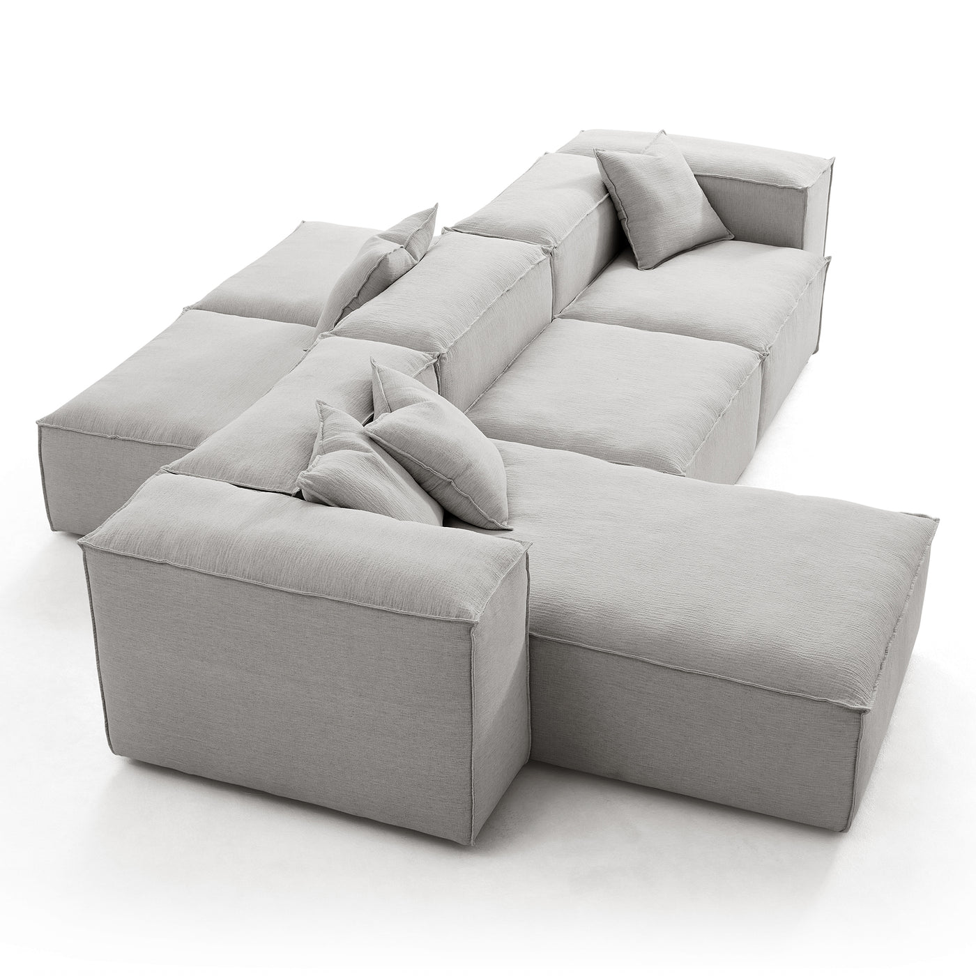 Freedom Modular Khaki Double Sided Sectional Sofa-Gray-143.7″-High