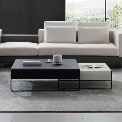Modern Duet Coffee Table Set-39.4″ & 31.5″-Black & White