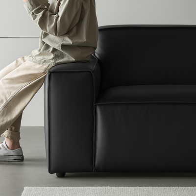 Kendall Italian Top Grain Leather Sofa-Black