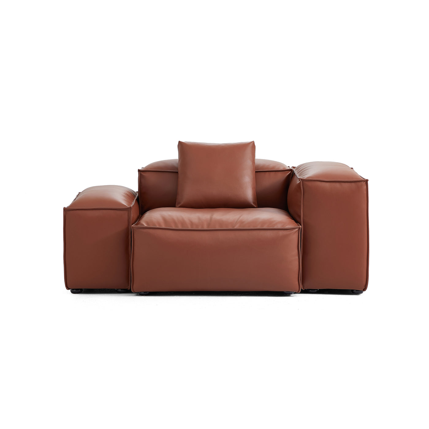 Flex Modular Black Genuine Leather Armchair-Brown-68.1"-Low & High