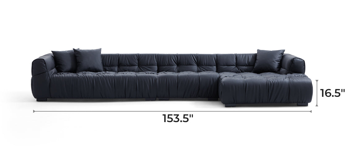 Boba Black Leathaire Sectional