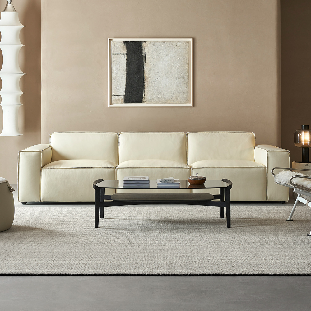 Kendall Italian Top Grain Leather Sofa-Beige