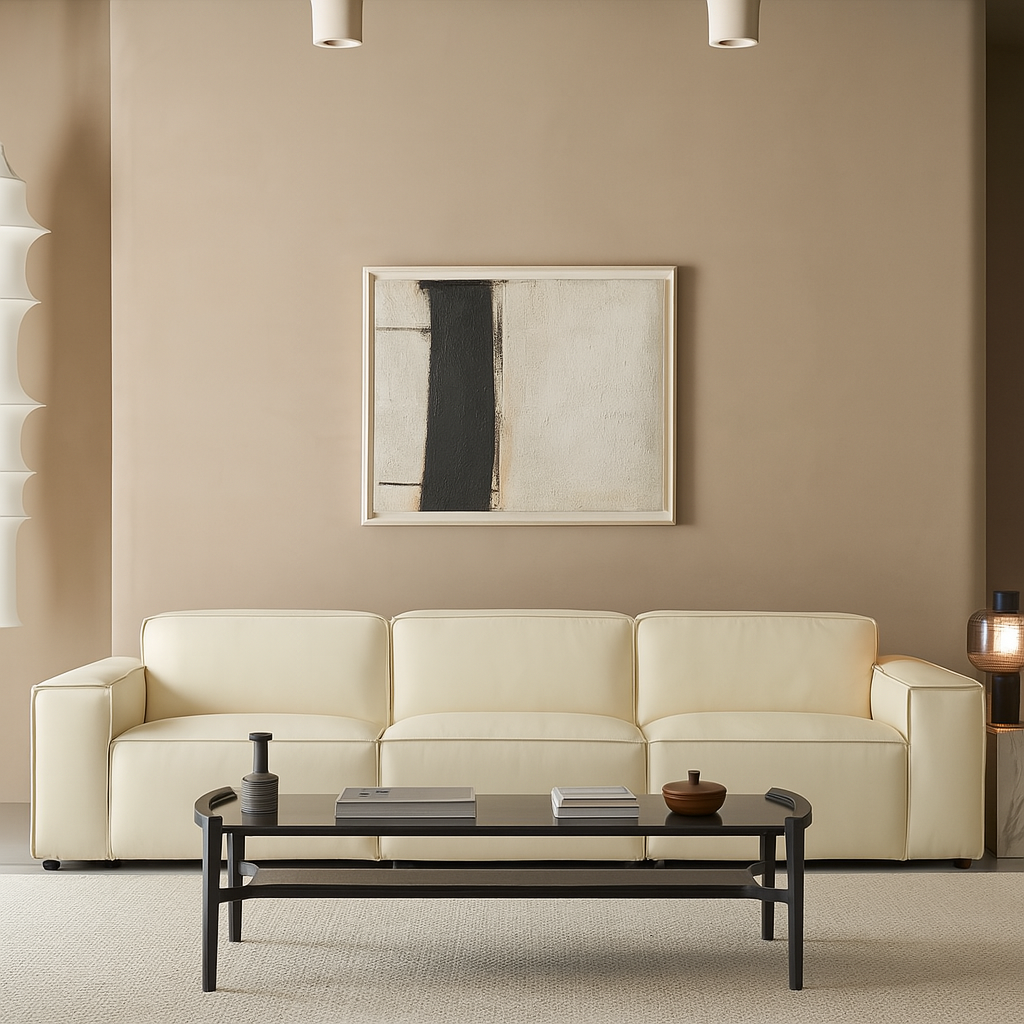 Kendall Italian Top Grain Leather Sofa-Beige