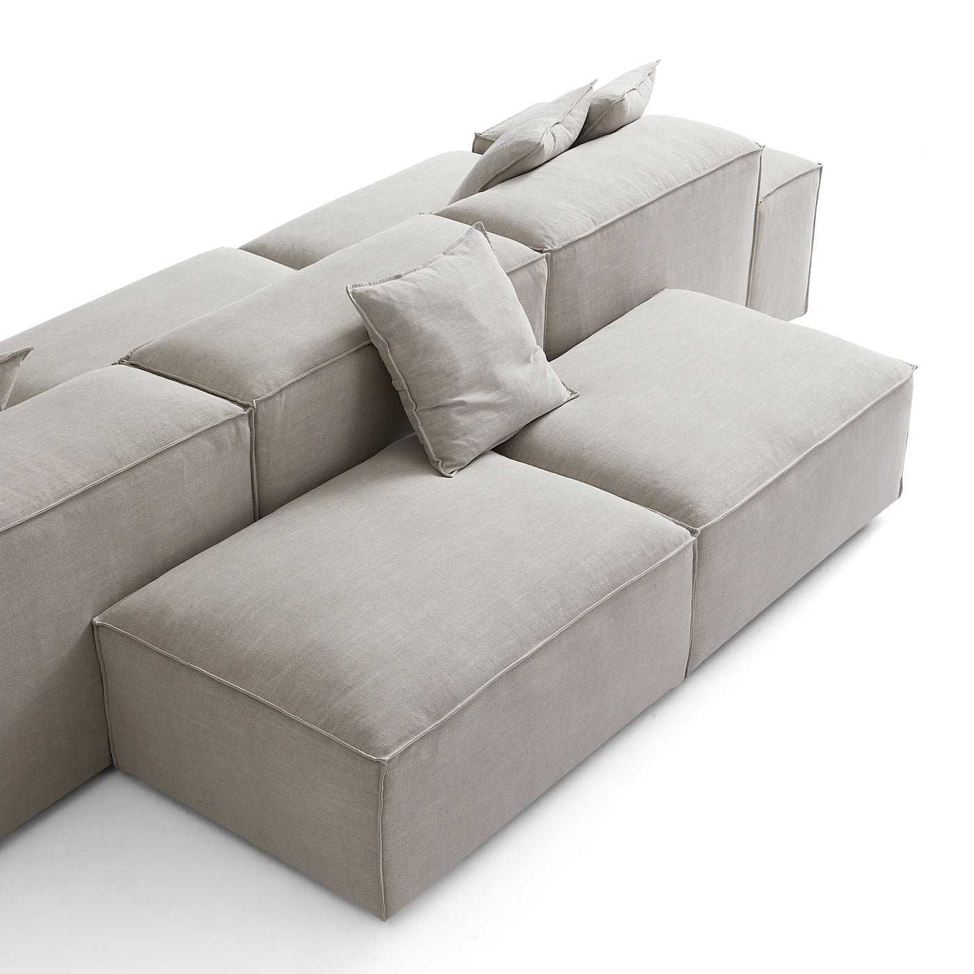 Freedom Modular New Gray Double Sided Sectional Sofa-Sand-143.7"-Low