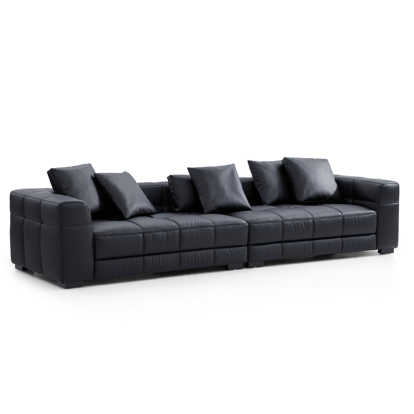 Blazer Black Leather Sofa-Black