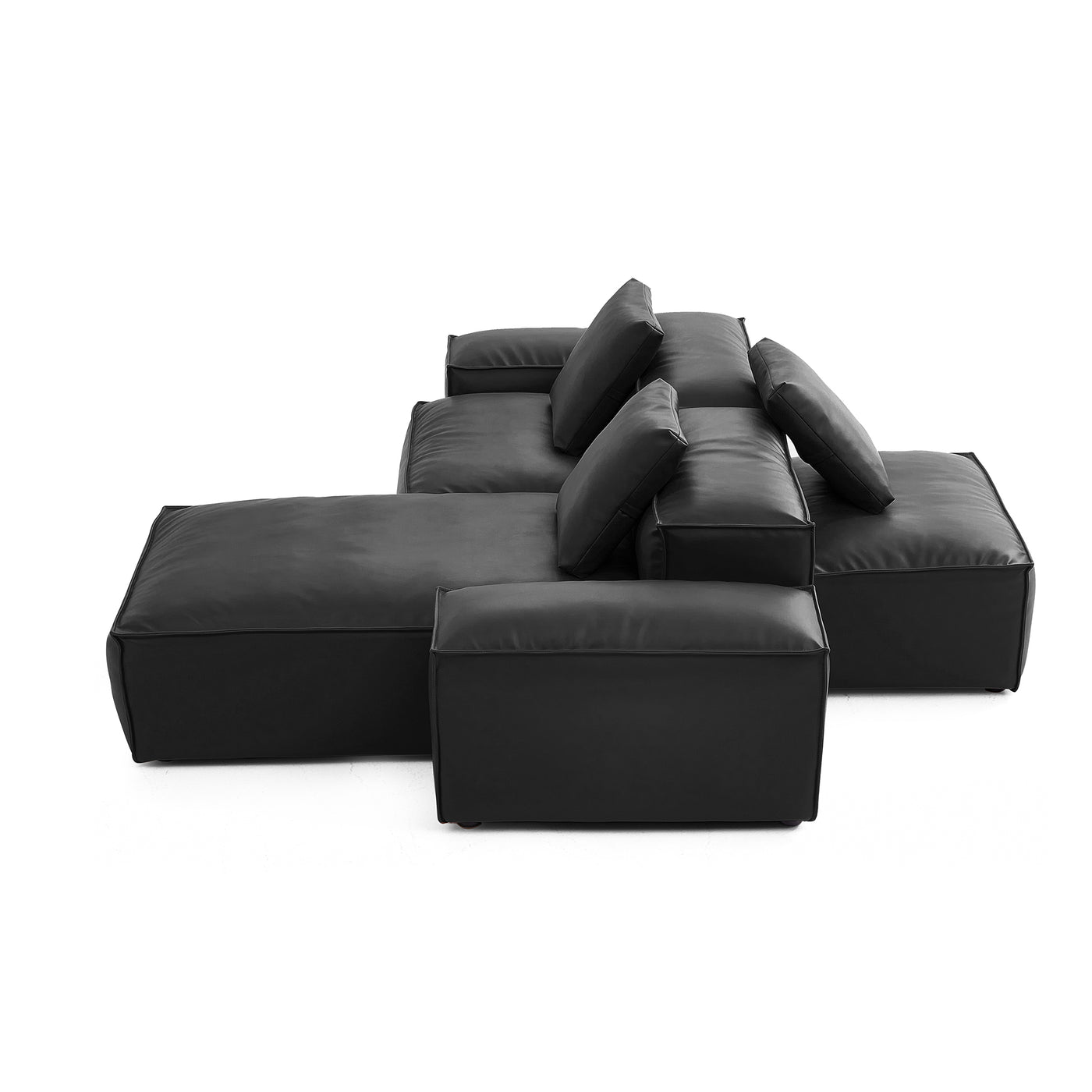 Flex Modular Black Genuine Leather Double Sided Sectional-Black-105.5"-Low