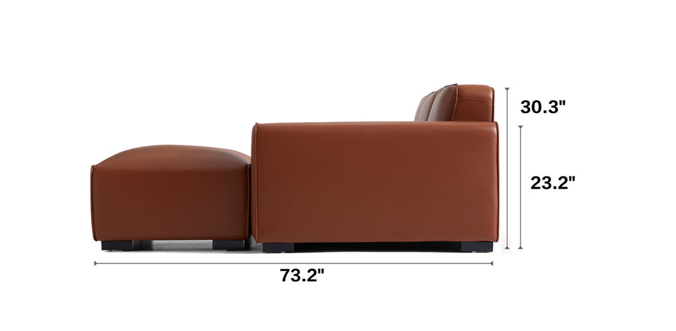 Domus Modular Brown Leather Sofa and Ottoman