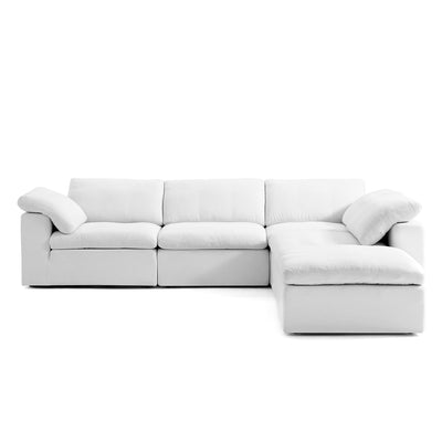 Tender Wabi Sabi Sand L Shaped Sectional and Ottoman-White-128.0"