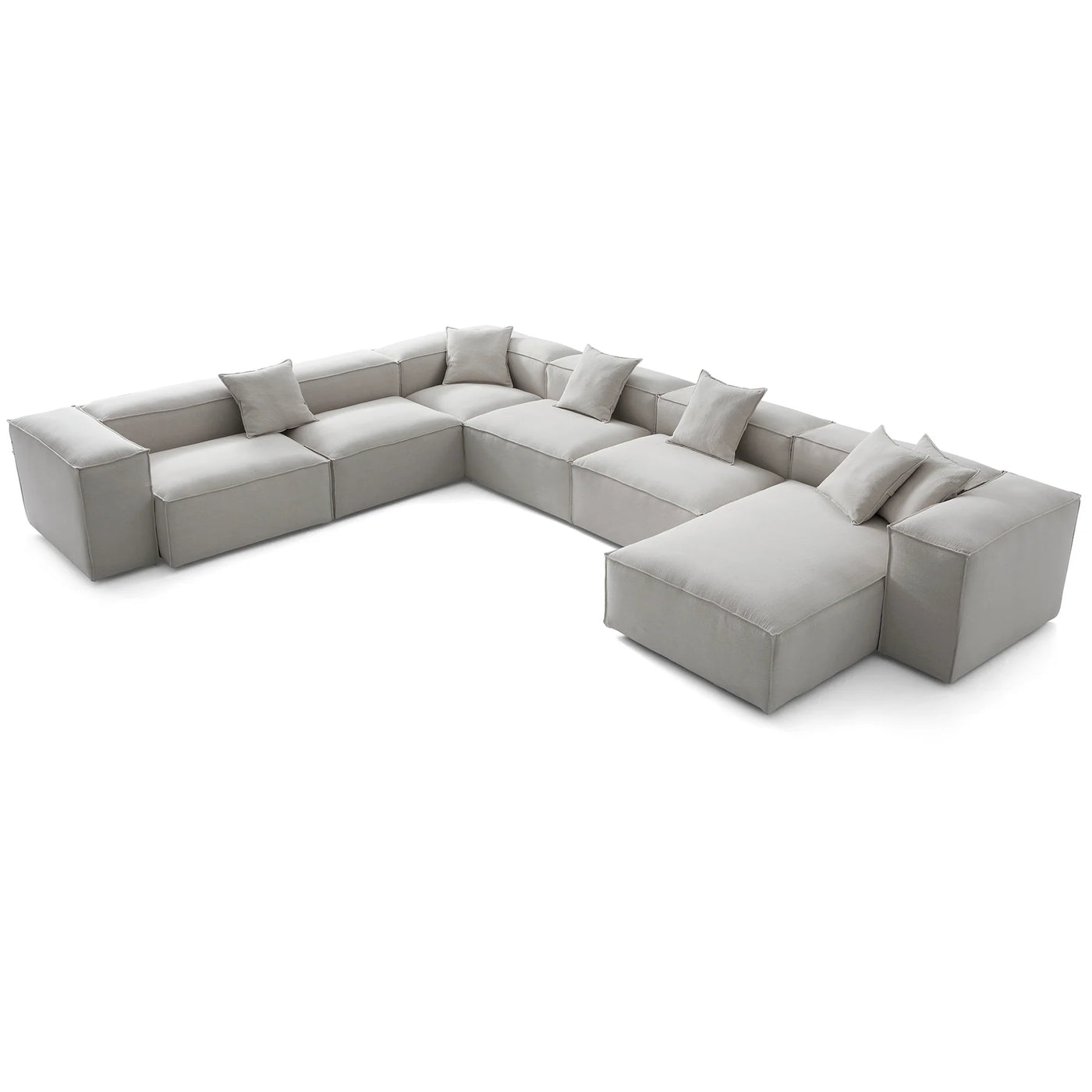 Freedom Modular Khaki U Shaped Sectional Sofa-Gray-181.1"-High