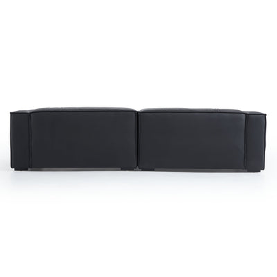 Luxury Minimalist Dark Brown Leather Daybed Sofa-Black