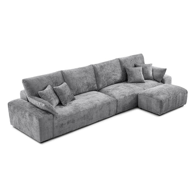 The Empress Yellow Sofa and Ottoman-Gray-140.1"