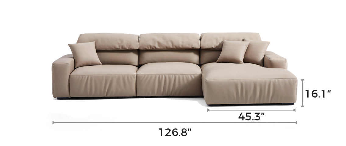 Chestnut Khaki Leather Sectional