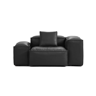 Flex Modular Black Genuine Leather Armchair-Black-68.1"-Low & High