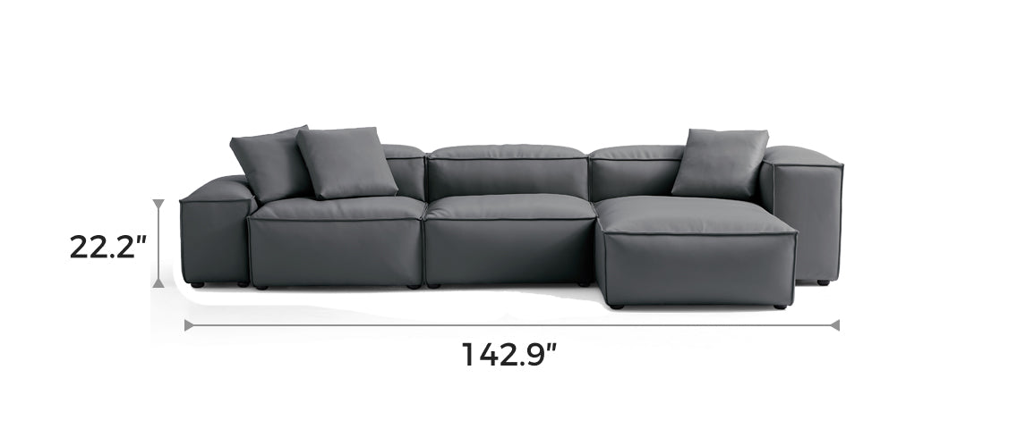 Flex Modular Dark Gray Genuine Leather Sectional