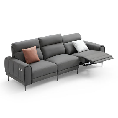 Louis Leather Power Recliner Sofa-Gray