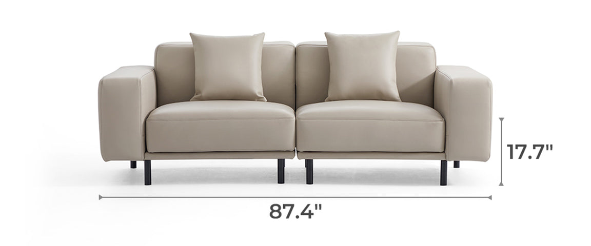 Noble Black Leather Sofa with Ottoman