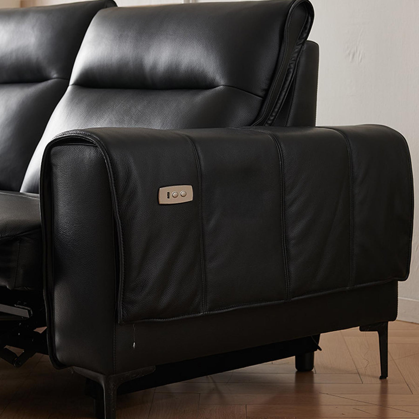 Louis Leather Power Recliner Sleeper Sofa-Black