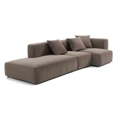 Geometry Minimalist Sectional-Brown-124.0"-Facing Right