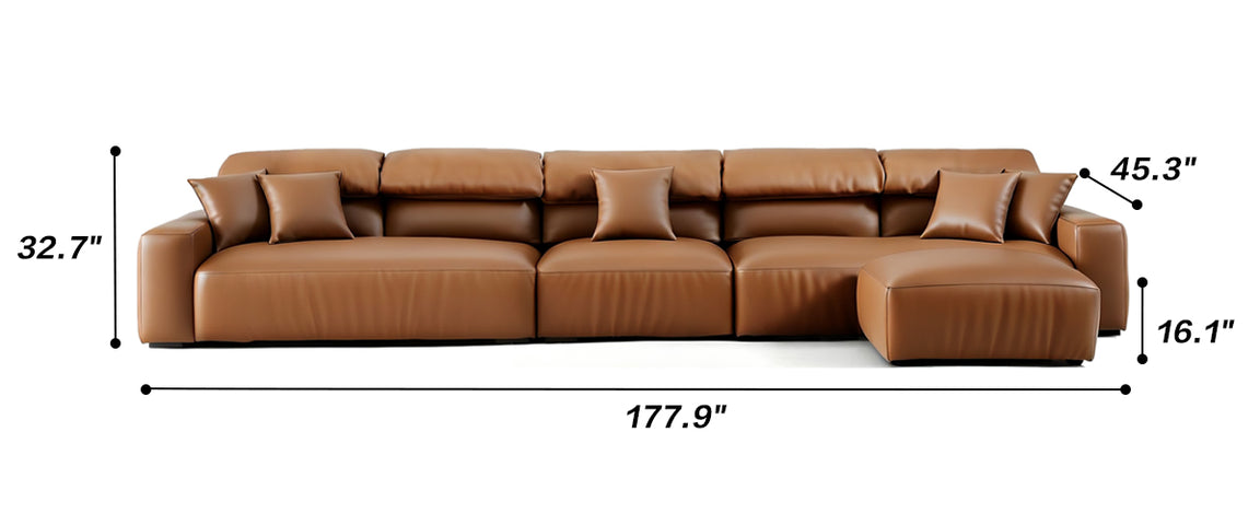 Chestnut Tan Leather Sofa and Ottoman