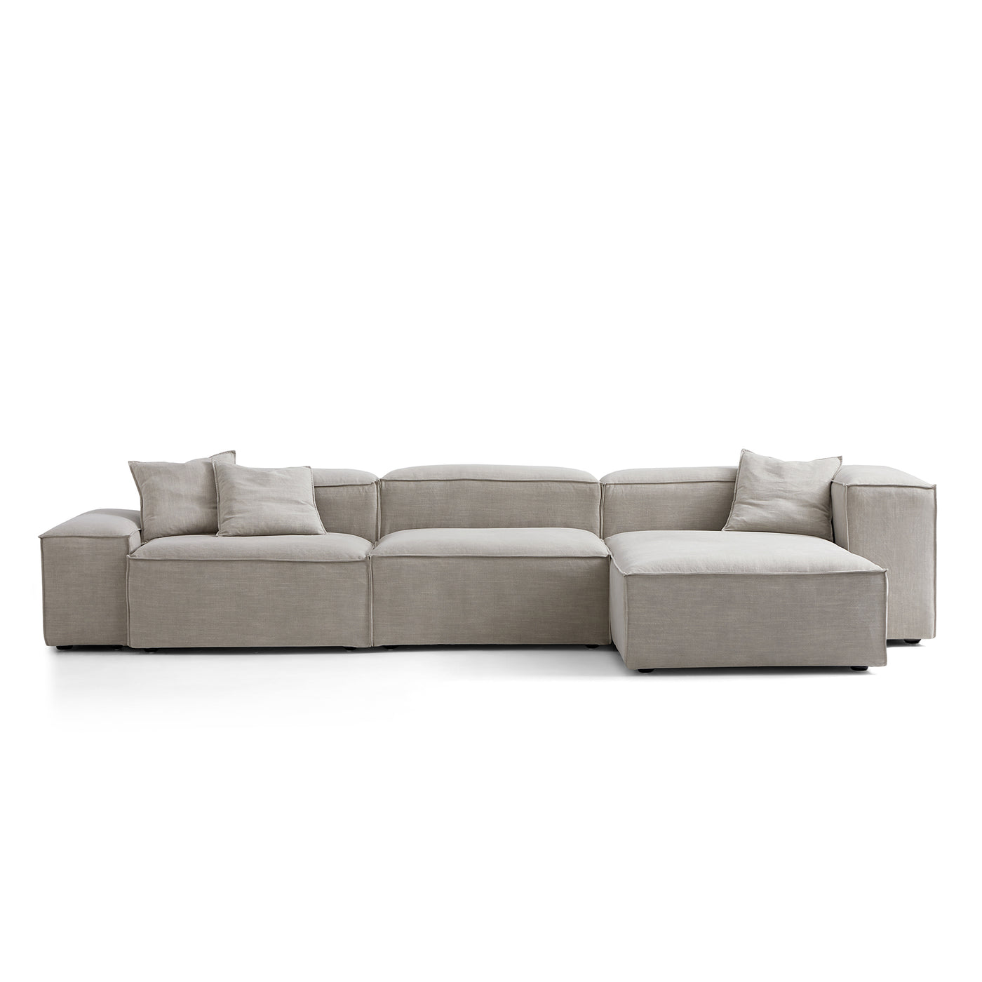 Freedom Modular New Gray Sectional Sofa-Sand-143.7"-Low & High