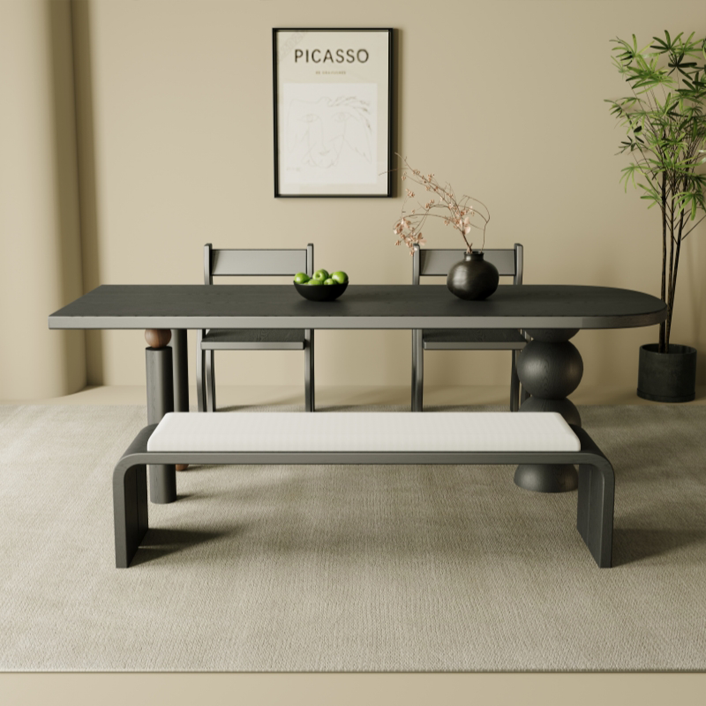 Sculpted Half Circle Dining Table