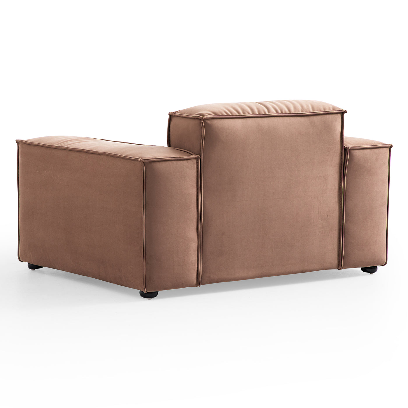 Luxury Minimalist Brown Fabric Armchair-Brown