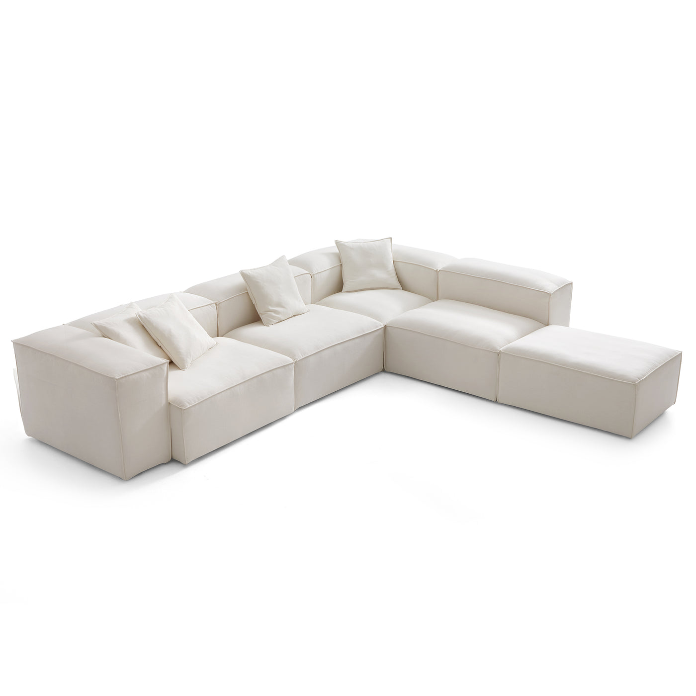 Freedom Modular Beige L Shaped Sectional and Ottoman-Beige-143.7"-High