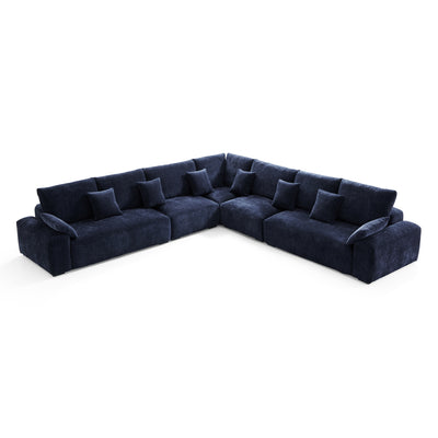 The Empress Navy Blue Corner Sectional-Navy Blue-144.9"