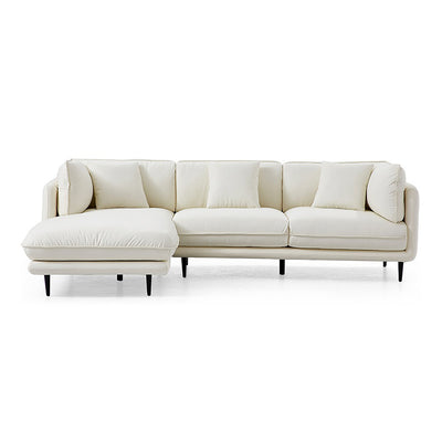 Vanilla White Leather Sectional-White-102.4″-Facing Left