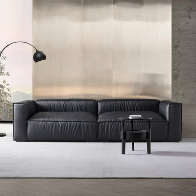 Luxury Minimalist Dark Brown Leather Daybed Sofa-Black