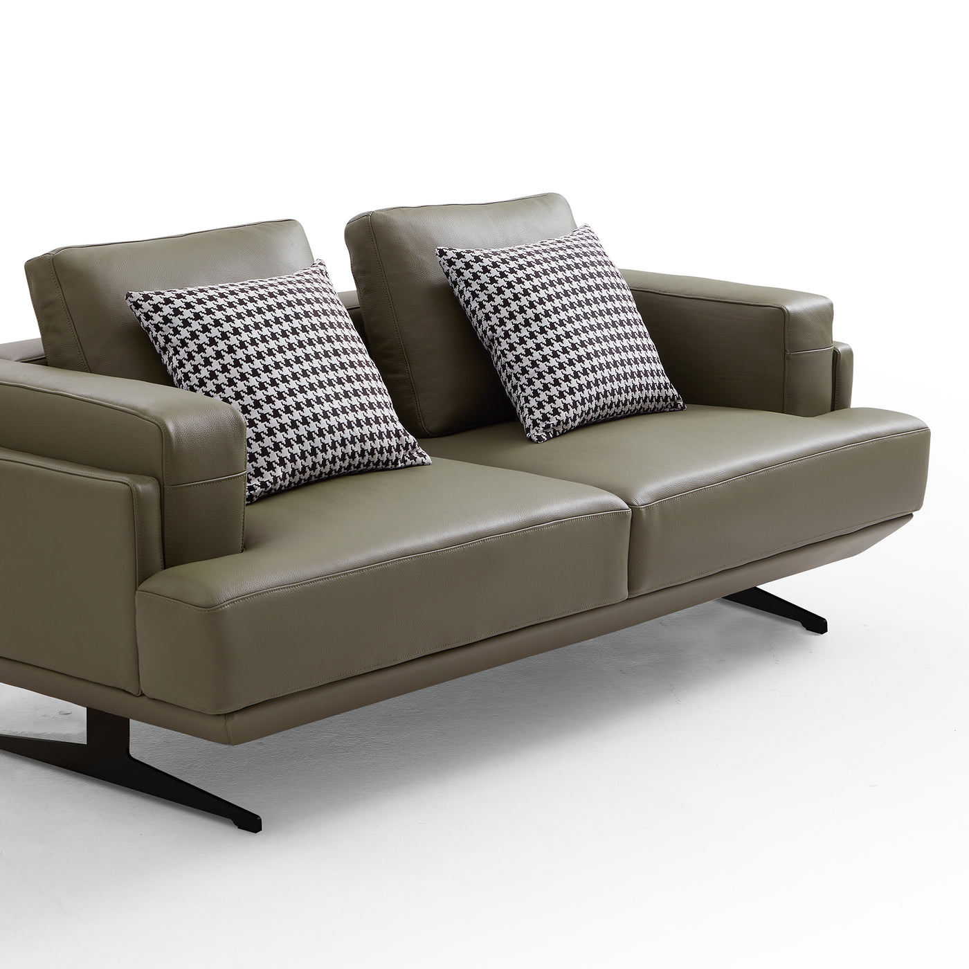 Olivia Top Grain Genuine Leather Sofa-Olive