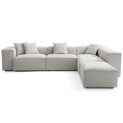 Freedom Modular Gray L Shaped Sectional and Ottoman-Gray-143.7"-High