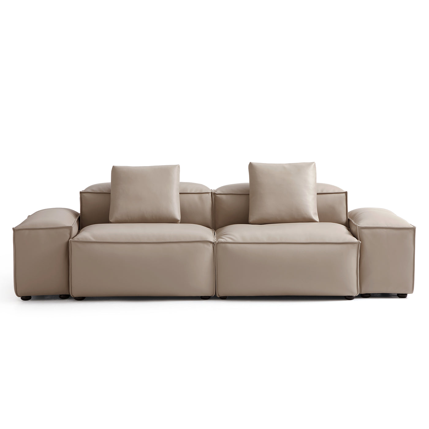 Flex Modular Khaki Genuine Leather Sofa-Khaki-105.5"-Low