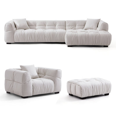 Boba Black Leathaire Sectional Set-White-118.1″-Facing Right