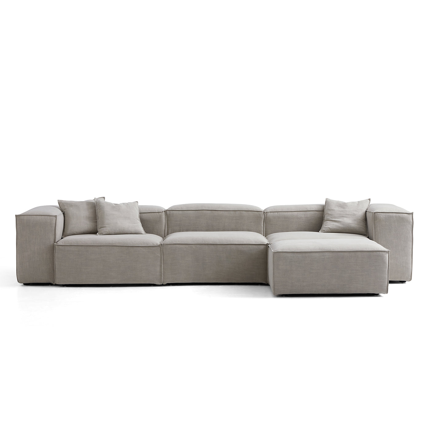 Freedom Modular New Gray Sofa with Ottoman-Sand-143.7"-High