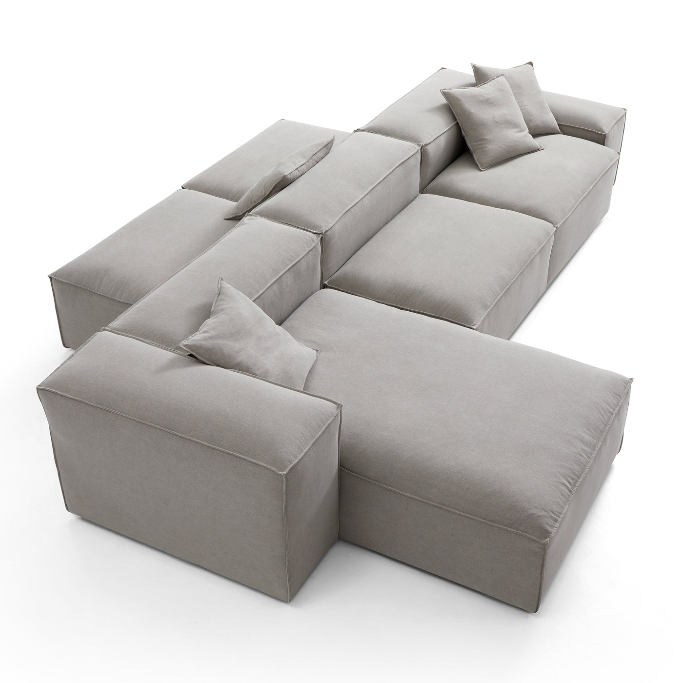 Freedom Modular Double Sided Sectional Sofa-New Gray-143.7"-Low & High