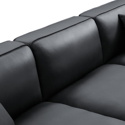 Domus Modular Khaki Leather U Shaped Sectional Sofa-Black