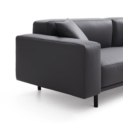 Noble Dark Gray Leather Sofa And Ottoman-Dark Gray