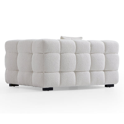 Cushy Cream Boucle Fabric Tufted Sofa Set-White