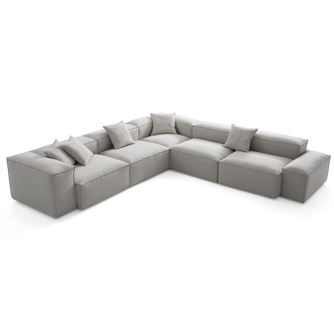 Freedom Modular Gray Corner Sectional Sofa-Gray-143.7"-Low & High