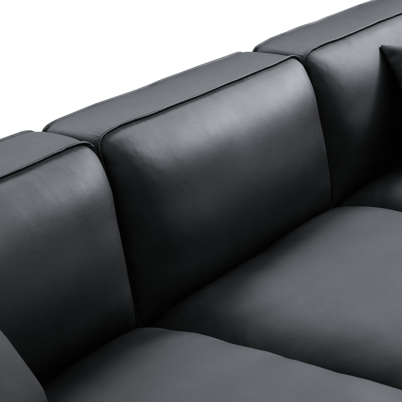 Domus Modular Brown Leather Double Chaise Sectional-Black