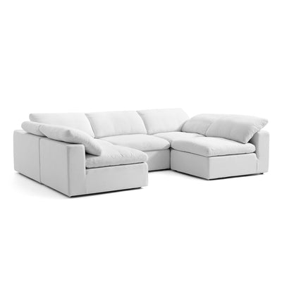 Tender Wabi Sabi U Shaped Sectional with Open Ends-White-128.0"