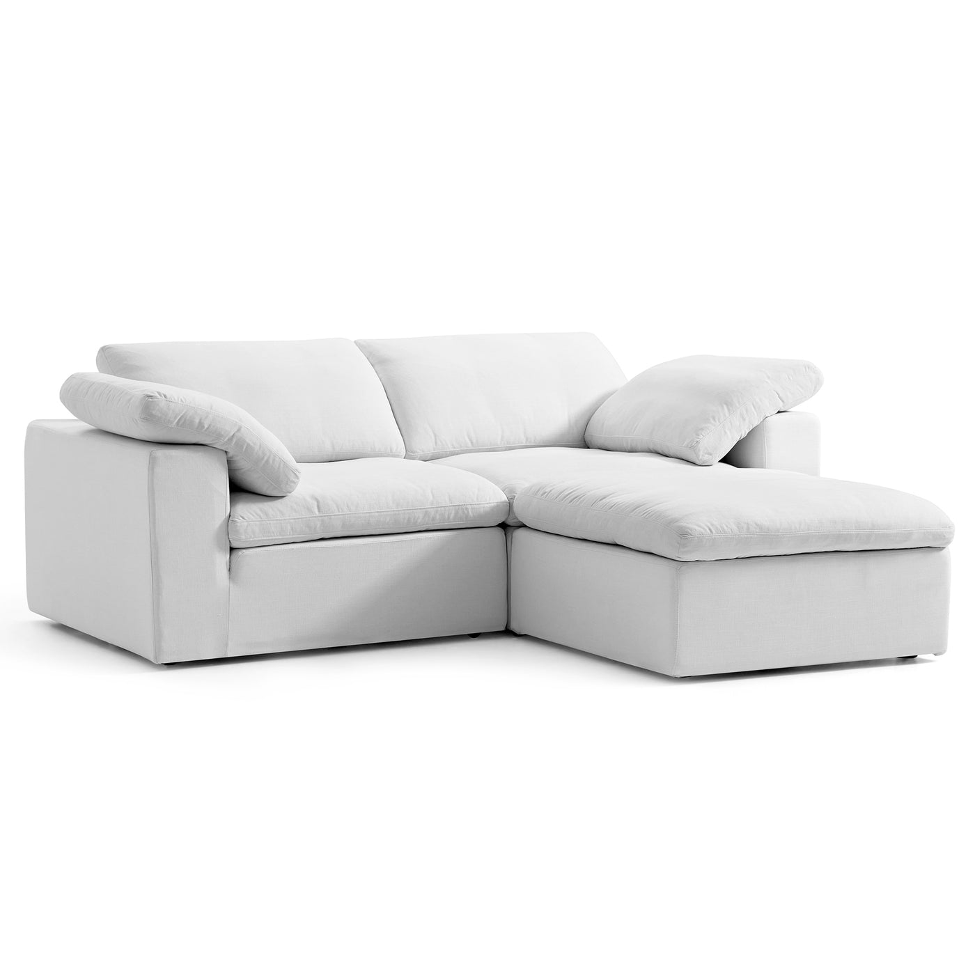 Tender Wabi Sabi White Sofa and Ottoman-White-90.6"