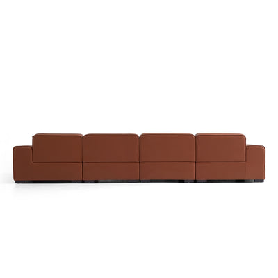 Domus Modular Brown Leather Double Chaise Sectional-Brown-157.5″